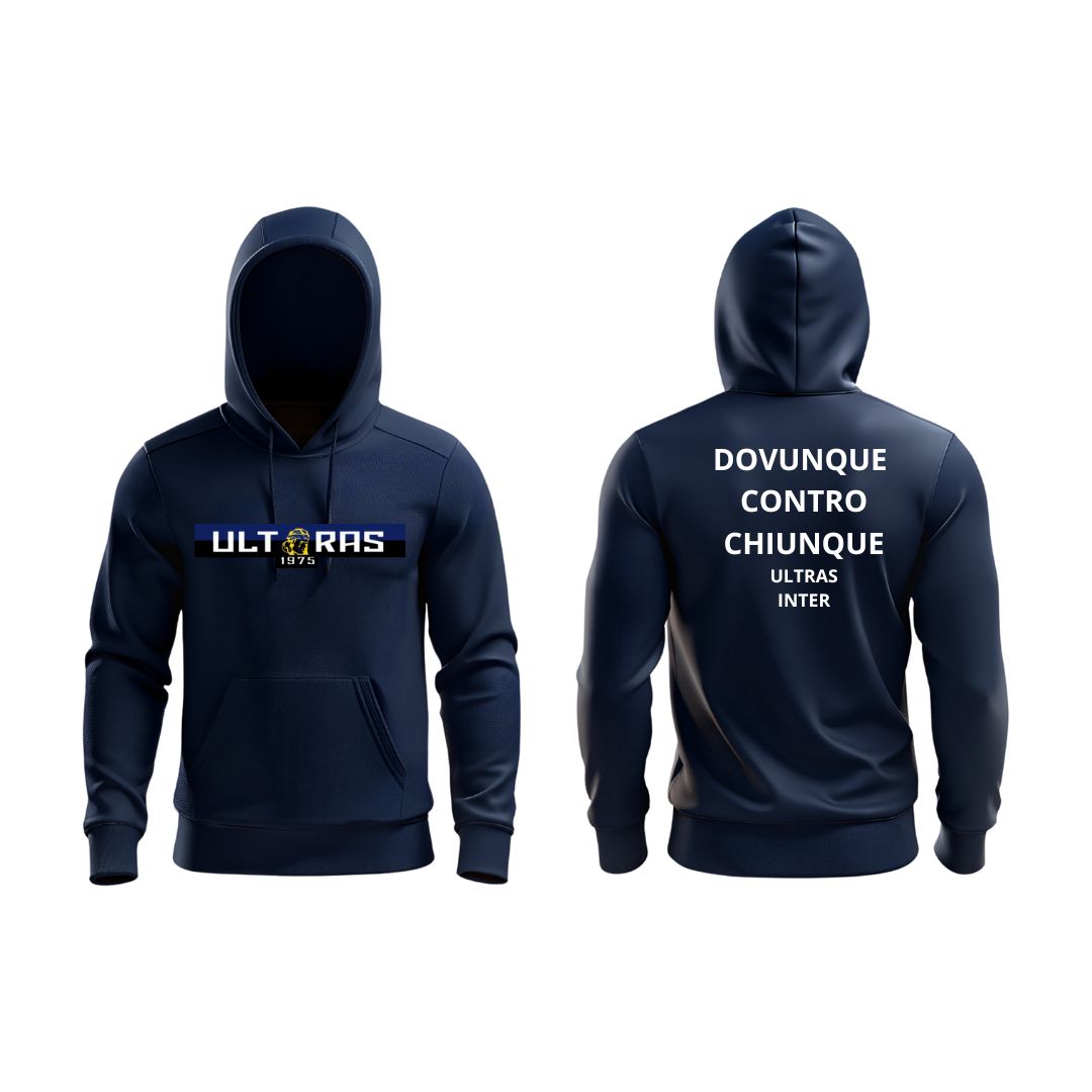 felpa cappuccio blu ULTRAS 1975
