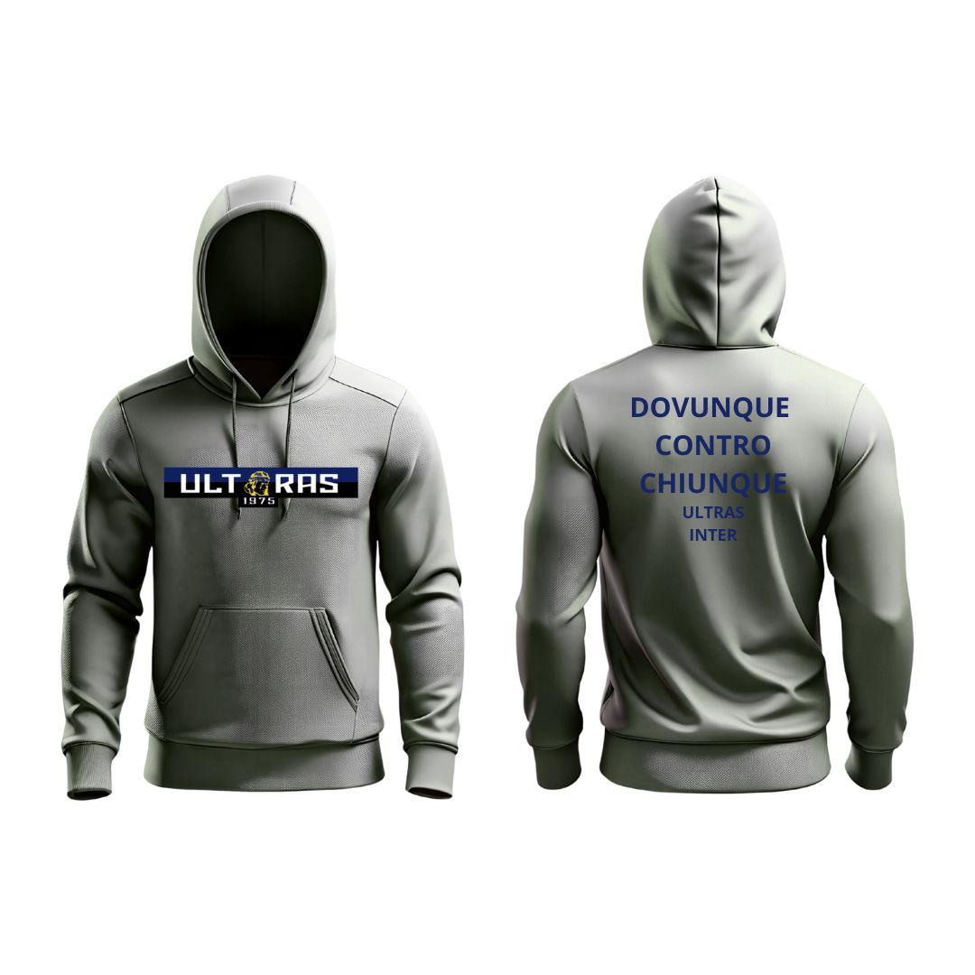 felpa cappuccio grigia ULTRAS 1975